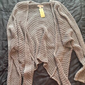 Women's purplish-Gray Open-Knit Sweater